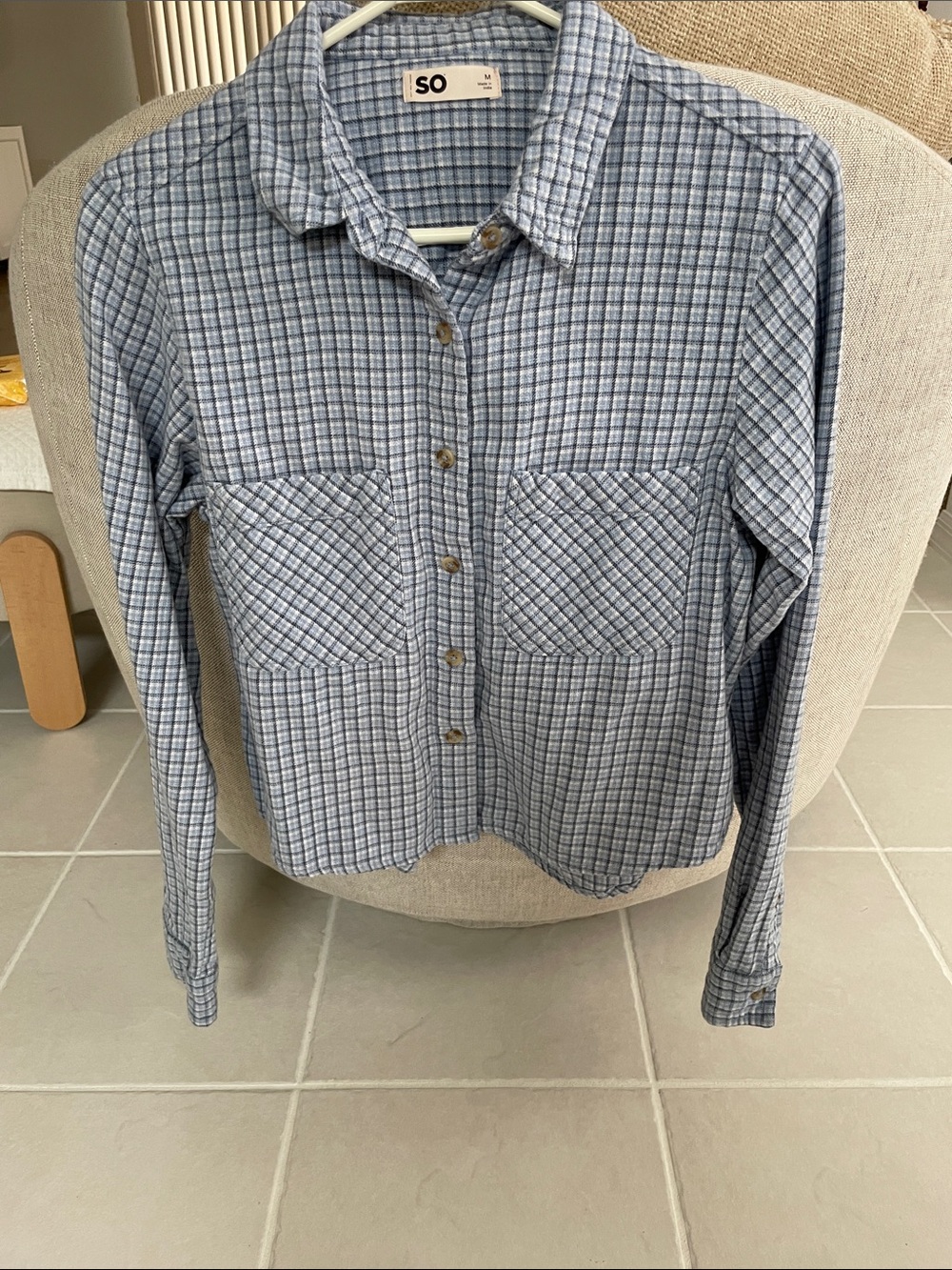 SO Blue Plaid Casual Button-Down Shirt
